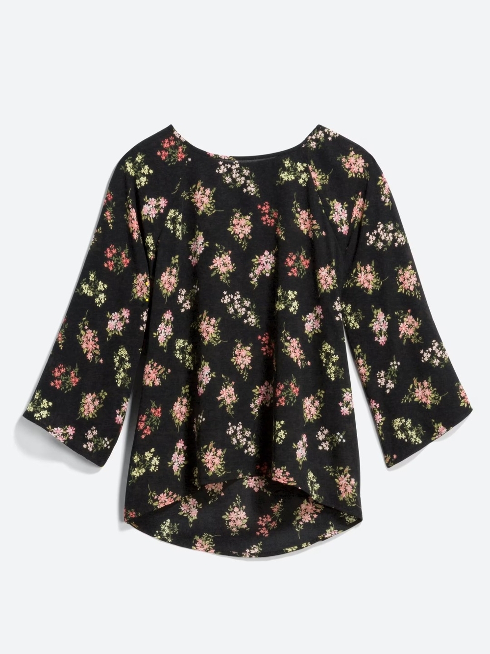 Papermoon Black Floral Bell Sleeve Top